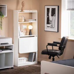 Sobuy Fwt92-H-W,  Computer Desk Home Office Desk Folding Table With 5 Shelves Study Table,white,w63Xd57Xh145 - thumbnail 2