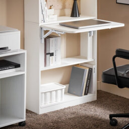 Sobuy Fwt92-H-W,  Computer Desk Home Office Desk Folding Table With 5 Shelves Study Table,white,w63Xd57Xh145 - thumbnail 4