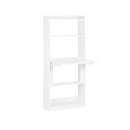 Sobuy Fwt92-H-W,  Computer Desk Home Office Desk Folding Table With 5 Shelves Study Table,white,w63Xd57Xh145 - thumbnail 1