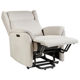 Beliani Electric Recliner Chair Elegy Fabric Cream - thumbnail 4