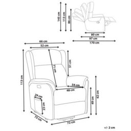 Beliani Electric Recliner Chair Elegy Fabric Cream - thumbnail 3