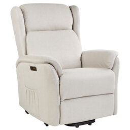 Beliani Electric Recliner Chair Elegy Fabric Cream