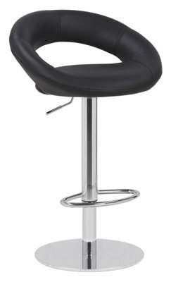 Lamboro Deluxe Sorrento Real Leather Kitchen & Breakasft Bar Stool,  Adjustable Swivel Gas Lift, Black - image 1