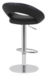 Lamboro Deluxe Sorrento Real Leather Kitchen & Breakasft Bar Stool,  Adjustable Swivel Gas Lift, Black - thumbnail 4