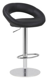 Lamboro Deluxe Sorrento Real Leather Kitchen & Breakasft Bar Stool,  Adjustable Swivel Gas Lift, Black - thumbnail 1