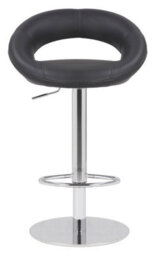 Lamboro Deluxe Sorrento Real Leather Kitchen & Breakasft Bar Stool,  Adjustable Swivel Gas Lift, Black - thumbnail 3