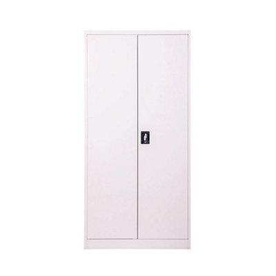 Grey Metal Storage Cabinet 180Cm 2 Door Lockable Garage - image 1