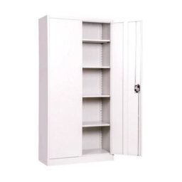 Grey Metal Storage Cabinet 180Cm 2 Door Lockable Garage - thumbnail 2