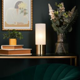 Inlight Naiba Marble Cylinder Brushed Satin Opal Brass Effect Table Lamp - thumbnail 9