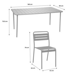Sweeek - 8-Seater Metal Garden Table With 8 Chairs Yellow Ochre 160X90X72.5 Cm - Amelia - thumbnail 5