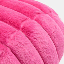 Ohs Faux Fur Ribbed Round Bolster Cushion Neck Roll Pillow - Hot Pink - thumbnail 6