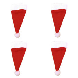 Neel Blue Christmas Cutlery Holder Felt Fleece Santa Hat, Red With White Pom Pom - thumbnail 5
