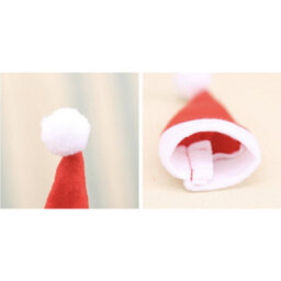 Neel Blue Christmas Cutlery Holder Felt Fleece Santa Hat, Red With White Pom Pom - thumbnail 3