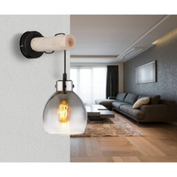 Luminosa Lighting Luminosa Ryan Wall Lamp Matt Black Smoke Glass Shade 1X E27 - thumbnail 3