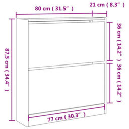 Walplus Shoe Cabinet Sonoma Oak 80X21X87.5 Cm Engineered Wood - thumbnail 9