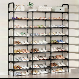8 Tier Metal Shoe Rack Stand Large Capacity Sturdy Storage Shelf Home Organiser - thumbnail 1