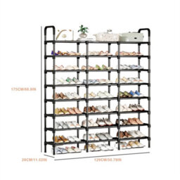 8 Tier Metal Shoe Rack Stand Large Capacity Sturdy Storage Shelf Home Organiser - thumbnail 2