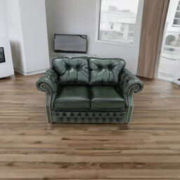 Chesterfield 2 Seater Antique Green Leather Sofa Settee Bespoke In Era Style - thumbnail 3