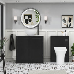 Royal Bathrooms Royal Bathroom Elmore 800mm Matt Nocturne Black Freestanding Bathroom Vanity Unit 2 Door Plain White Worktop With Breeze Basin - thumbnail 5