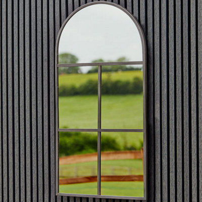 Ivyline Outdoor Black Metal Framed Arched Mirror 90Cms (24223) - image 1
