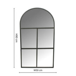 Ivyline Outdoor Black Metal Framed Arched Mirror 90Cms (24223) - thumbnail 3