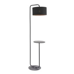 Luminosa Lighting Luminosa Carrara Floor Lamp Satin Black Paint & Black Fabric