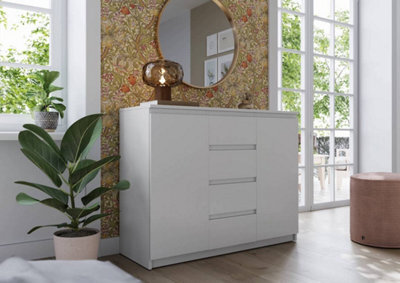 Arte Idea 4 Contemporary Sideboard Cabinet 4 Drawers 2 Doors 2 Shelves White For A Modern Home H850mm W1090mm D400mm - image 1