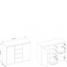 Arte Idea 4 Contemporary Sideboard Cabinet 4 Drawers 2 Doors 2 Shelves White For A Modern Home H850mm W1090mm D400mm - thumbnail 5