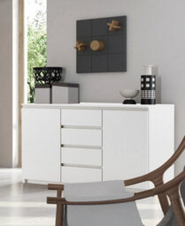 Arte Idea 4 Contemporary Sideboard Cabinet 4 Drawers 2 Doors 2 Shelves White For A Modern Home H850mm W1090mm D400mm - thumbnail 2