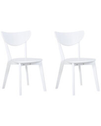 Beliani White Dining Chairs Set Of 2 Armless With Curved Back And Mdf Seat - thumbnail 3
