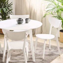 Beliani White Dining Chairs Set Of 2 Armless With Curved Back And Mdf Seat - thumbnail 2