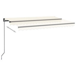 Berkfield Manual Retractable Awning With Led 400X350 Cm Cream - thumbnail 3