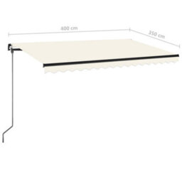 Berkfield Manual Retractable Awning With Led 400X350 Cm Cream - thumbnail 7