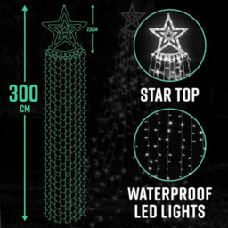 Globrite Outdoor Waterfall Christmas Curtain Tree, 350 Led, Cool White Mains Powered Plug-In Fairy Lights For Window & Tree Decor - thumbnail 7