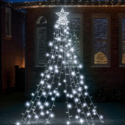 Globrite Outdoor Waterfall Christmas Curtain Tree, 350 Led, Cool White Mains Powered Plug-In Fairy Lights For Window & Tree Decor - thumbnail 1