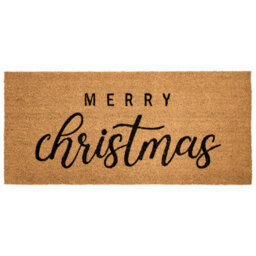 Beliani Doormat Tikub Natural 55 X 120 Cm Christmas Motif Coir