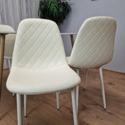 Kosy Koala Modern Rectangle White Dining Table Set With 4 Cream Chairs Dining Room Furniture - thumbnail 4