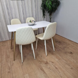 Kosy Koala Modern Rectangle White Dining Table Set With 4 Cream Chairs Dining Room Furniture - thumbnail 2