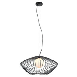 Luminosa Lighting Luminosa Modern Hanging Pendant Black 1 Light  With Black, White Shade, E27 - thumbnail 2
