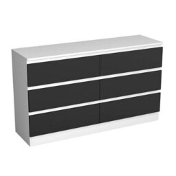 Urbn-Living Urbnliving 120Cm Width White Wooden Chest Of Black 6 Drawers Bedroom Furniture Storage Bedside Table Modern Cabinet - thumbnail 5