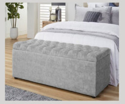 150Cm Chesterfield Ottoman Storage Box -Upholstered Blanket Box - Grey Naple Ottoman Bench - thumbnail 1