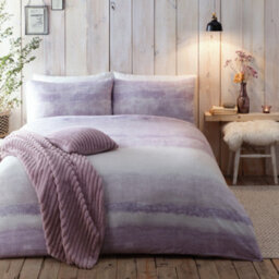 Appletree Anson Stripe 100% Brushed Cotton Mauve Duvet Cover Set - thumbnail 1