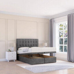 "Sloomy Alabama Steel Plush 2Ft6 Ottoman Bed End Opening With Sprung Memory Mattress & 26"" Headboard-Small Single"