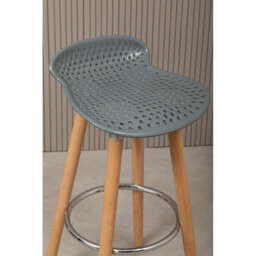 Orsina Grey Pp Seat Bar Stool, Easy To Clean Kitchen Bar Stool, Footrest Bar Stool, Space-Saver Breakfast Stool - thumbnail 7