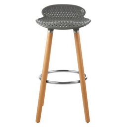 Orsina Grey Pp Seat Bar Stool, Easy To Clean Kitchen Bar Stool, Footrest Bar Stool, Space-Saver Breakfast Stool - thumbnail 1