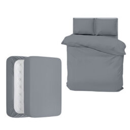Aspire Homeware Silver Duvet Cover Set, Soft Microfiber & Reversible, Single (L)200Cm X (W)135Cm