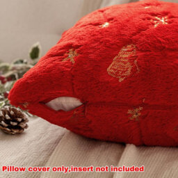 Amorly 2Pcs 18X18In Christmas Tree Cushion Covers, Red Throw Pillow Cases With Gold Glitter Snowflake, Not Included For Sofa Bed Decor - thumbnail 4
