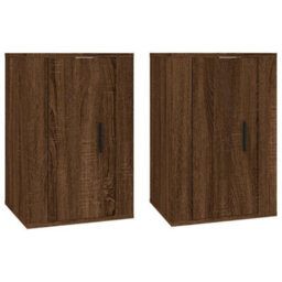 Berkfield Wall Mounted Tv Cabinets 2 Pcs Brown Oak 40X34.5X60 Cm - thumbnail 2