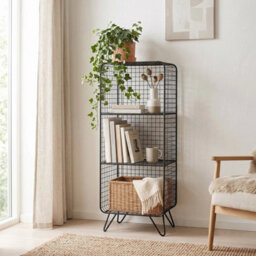 L Modern Freestanding Wire Cube Bookcase Iron Storage Shelf - thumbnail 3