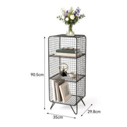 L Modern Freestanding Wire Cube Bookcase Iron Storage Shelf - thumbnail 2